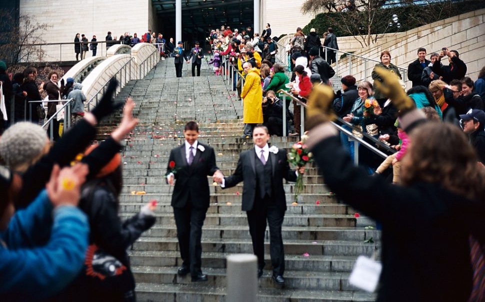 Photo of gay couple getting married