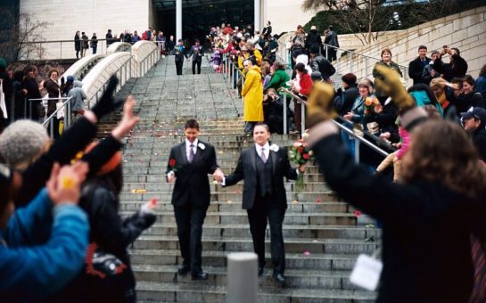 Photo of gay couple getting married