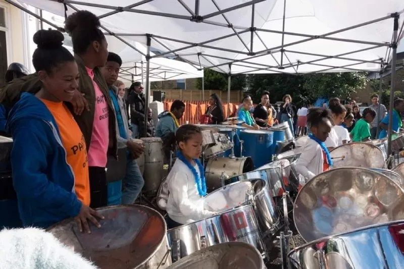 children playing steel drums