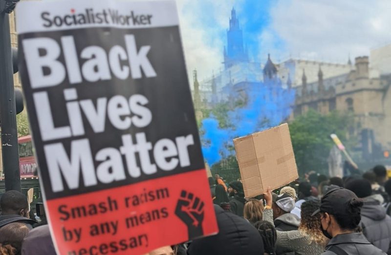 Anti-racism placard reading 'Black Lives Matter' at a protest