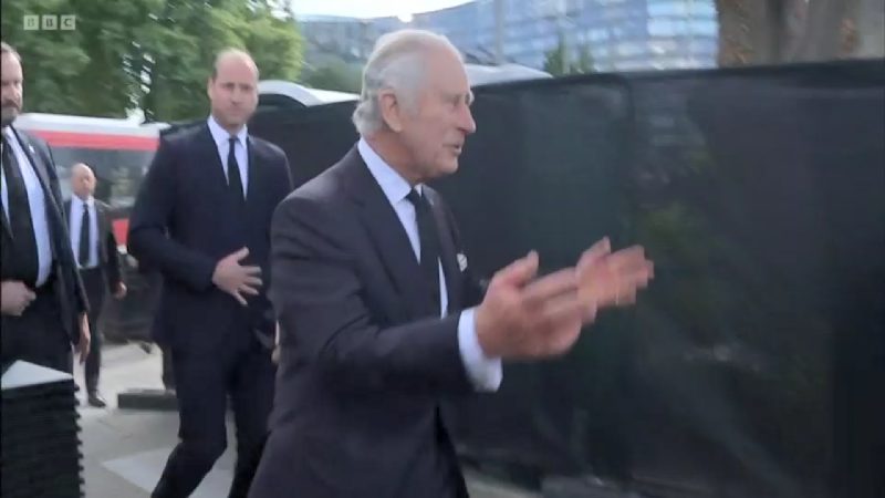 King Charles and William greet crowds at Lambeth Bridge