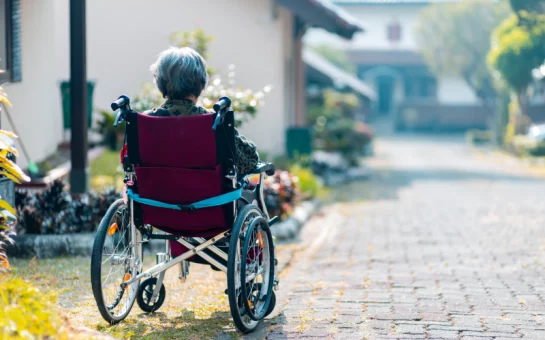 Elderly lady in wheelchair