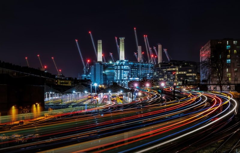 Night traffic at Battersea