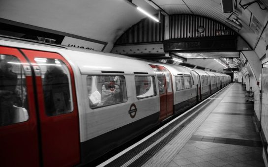A train at a London Underground station