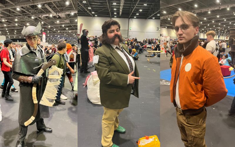 Three cosplayers pose at London's MCM Comic Con