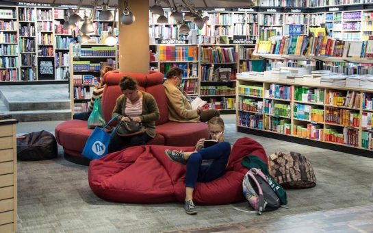 People reading in library.