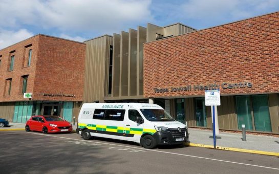Ambulance parked outside Tessa Jowell GP Surgery East Dulwich