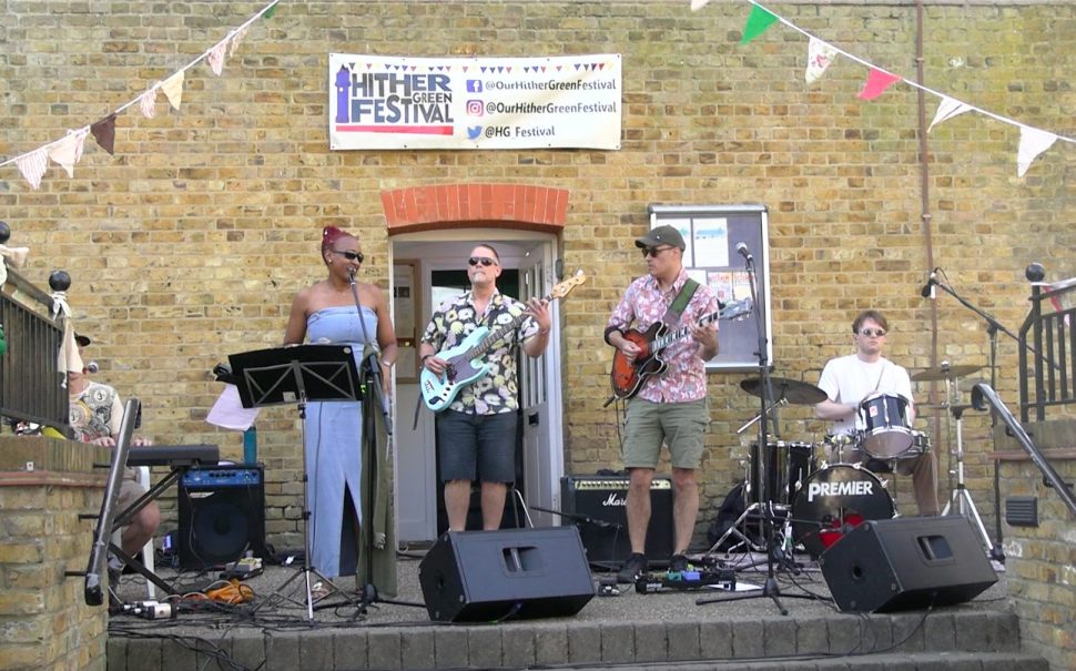 Live band playing at the Hither Community Festival 2025