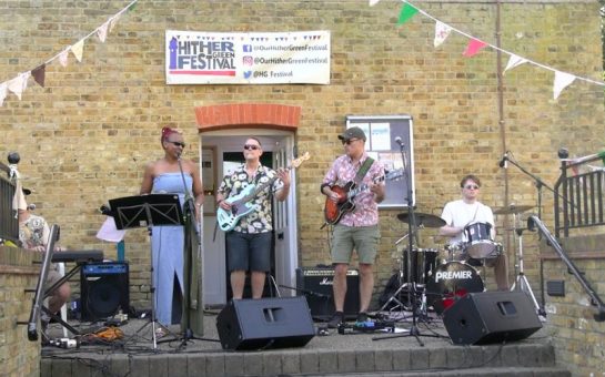 Live band playing at the Hither Community Festival 2025