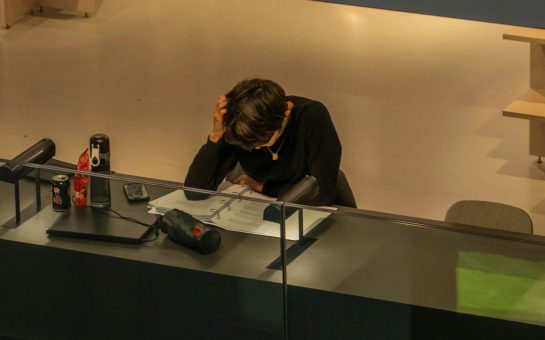 Person stressed at desk