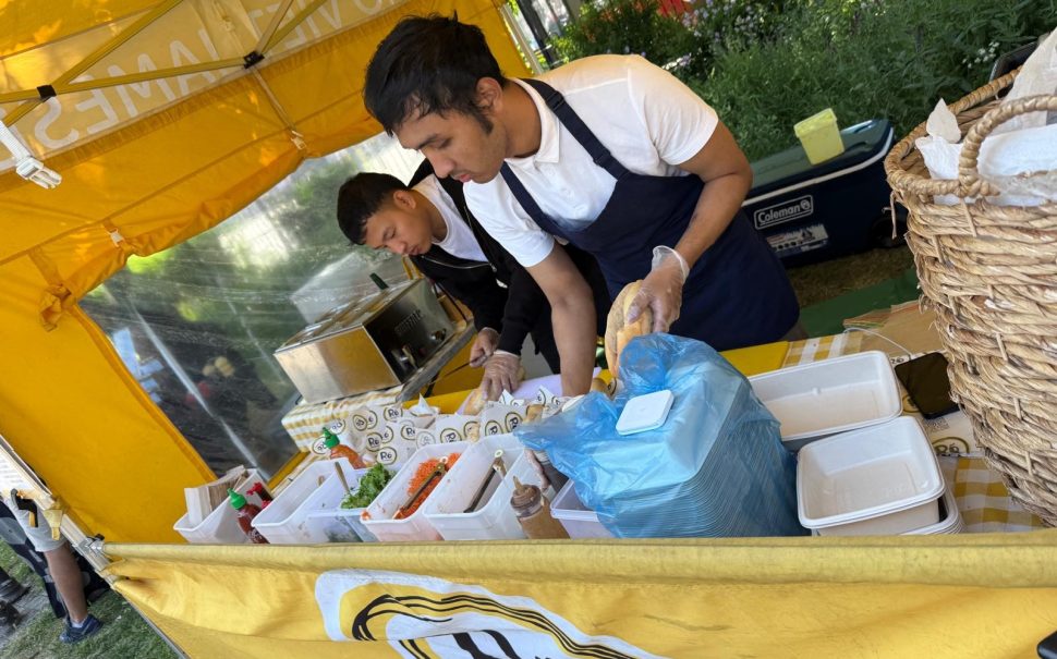 Two stall holders cooking up a storm