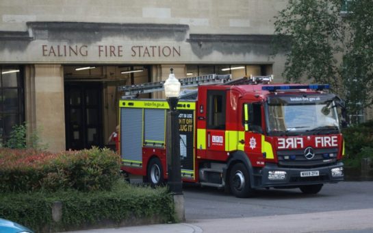 A fire truck outside Ealing fire station