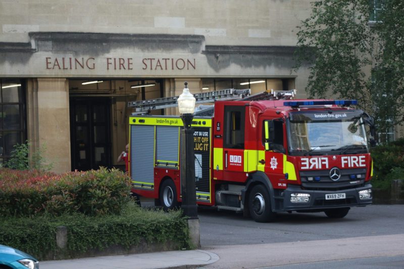 A fire truck outside Ealing fire station
