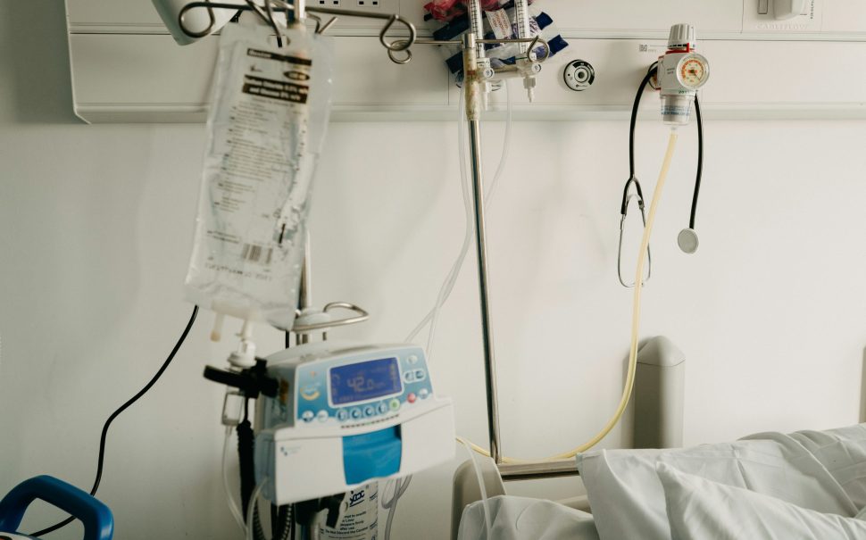 Hospital bed with monitoring equipment
