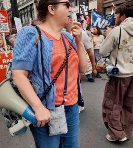 An ACA member protesting
