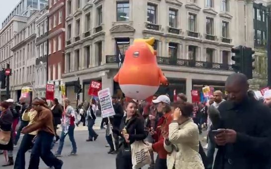 Trump baby balloon at protests in central London