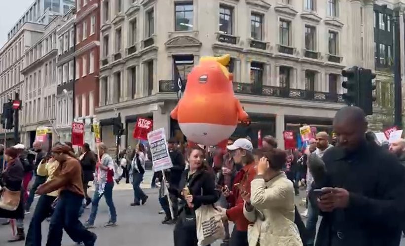 Trump baby balloon at protests in central London
