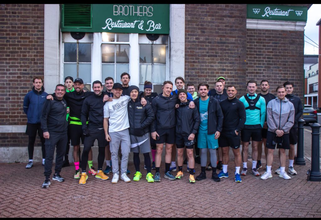Trustee's of the Wynn Trust outside Bromley North train station preparing for a charity marathon. 
