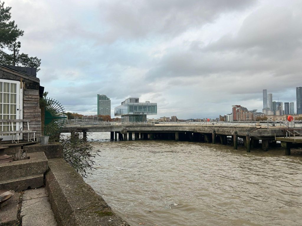 Hutchison Whampoa's marketing suite on the jetty, as seen from the adjacent Master Shipwrights House.