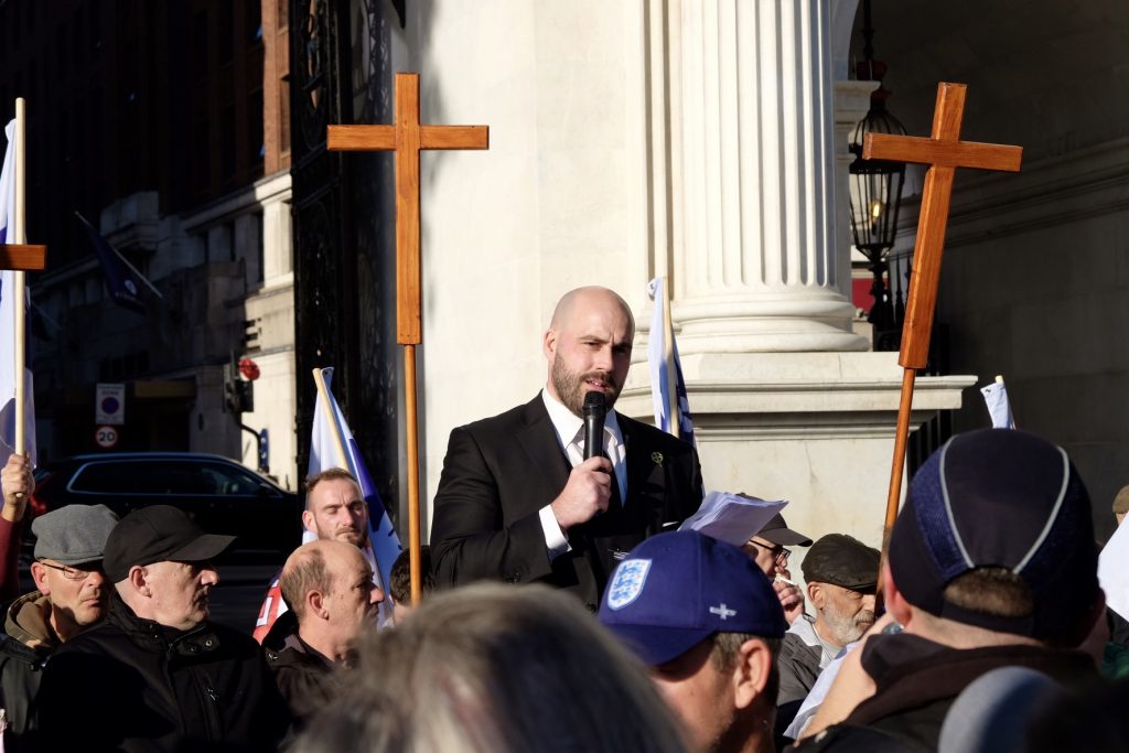 UKIP leader Nick Tenconi speaking at a protest in October. Credit: Hamish McCorriston