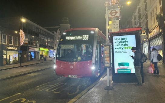 All-electric 358 bus outside Bromley South Station