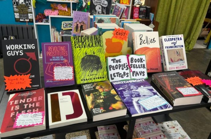 A book display at the radical bookshop.