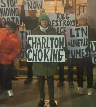 Protestors outside Greenwich council