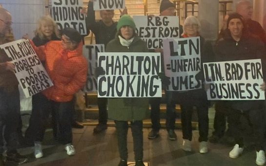Protestors outside Greenwich council