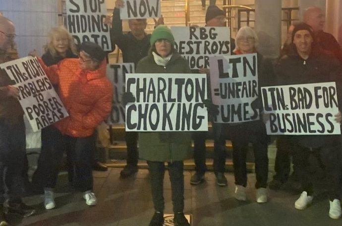 Protestors outside Greenwich council