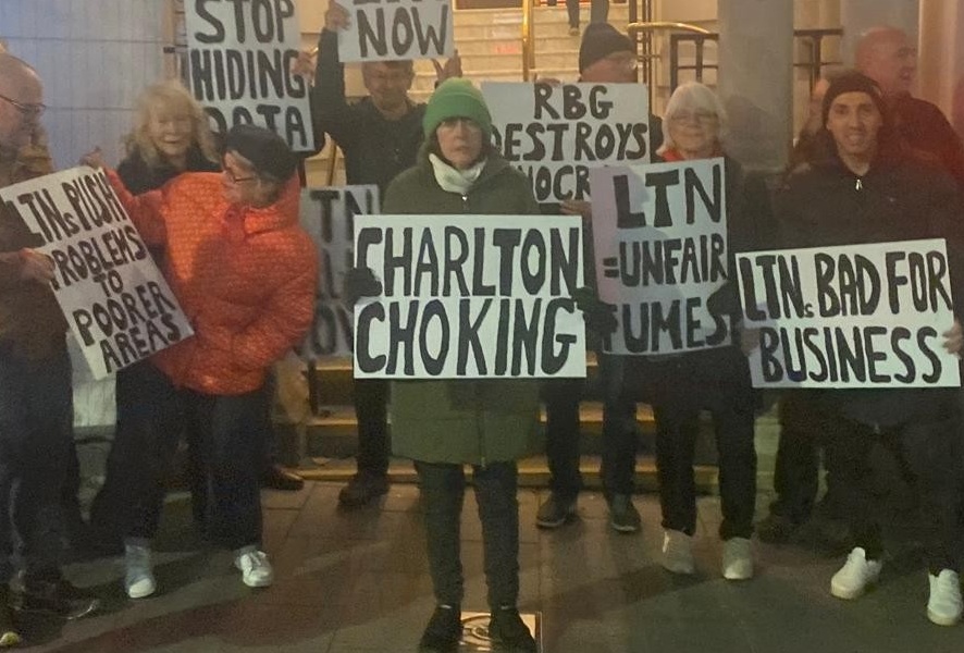 Protestors outside Greenwich council