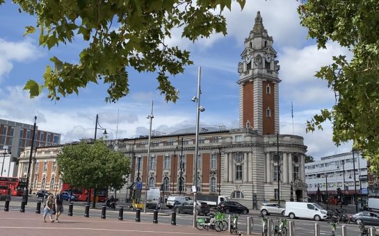 Lambeth Council building viewed from Windrush Square