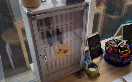 The Offline Club's locked phone box.