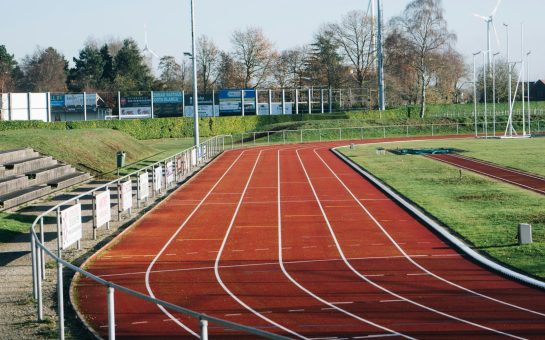 Empty athletics track on a sunny day
