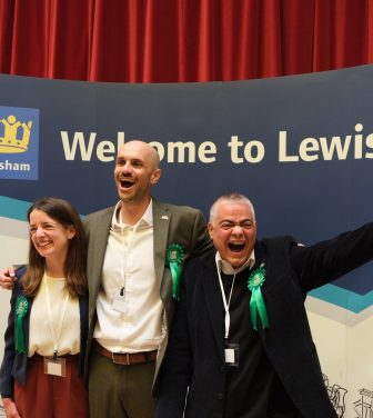 Green Mayor Liam Shrivastava celebrates with councillors