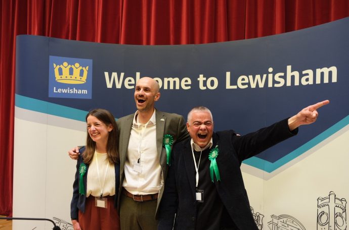 Green Mayor Liam Shrivastava celebrates with councillors