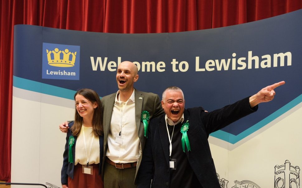 Green Mayor Liam Shrivastava celebrates with councillors