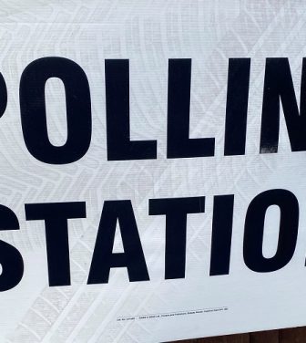 Image of a polling station sign