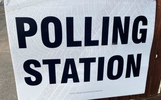 Image of a polling station sign