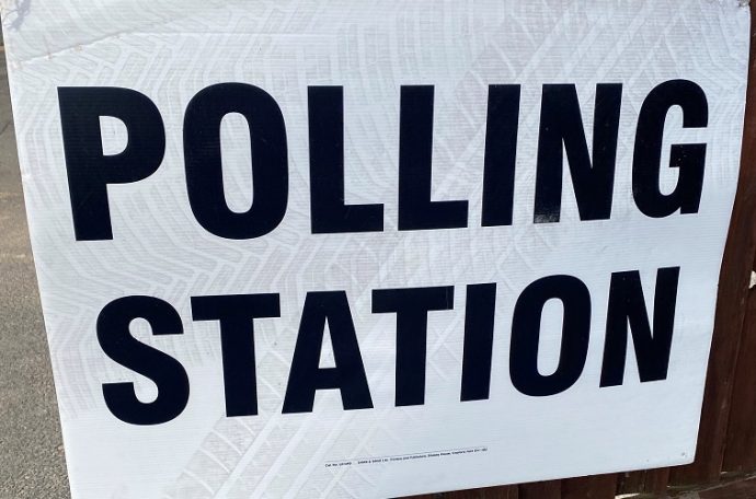 Image of a polling station sign