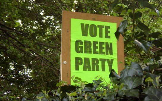 Green party campaign placard.