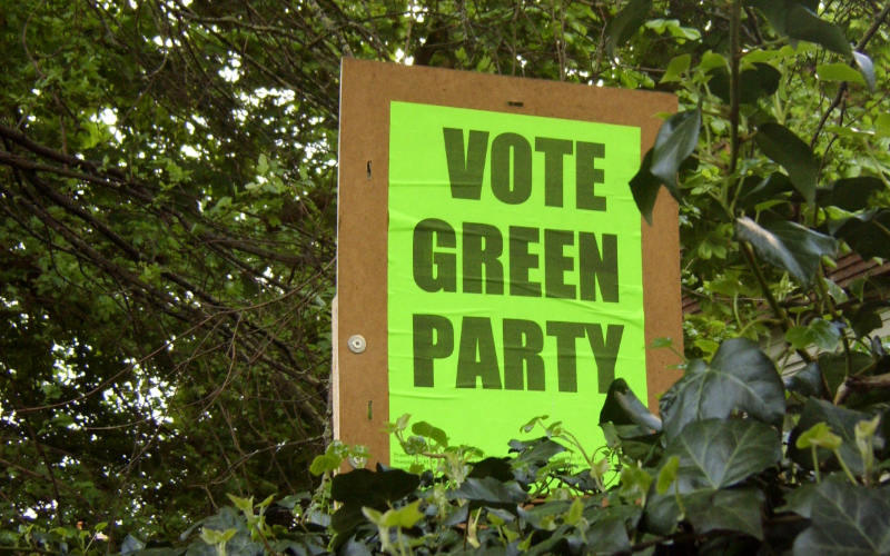 Green party campaign placard.