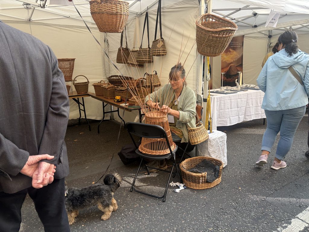 Traditional basket weaving demonstration at the Woolmen’s Livery Fair on Southwark Bridge