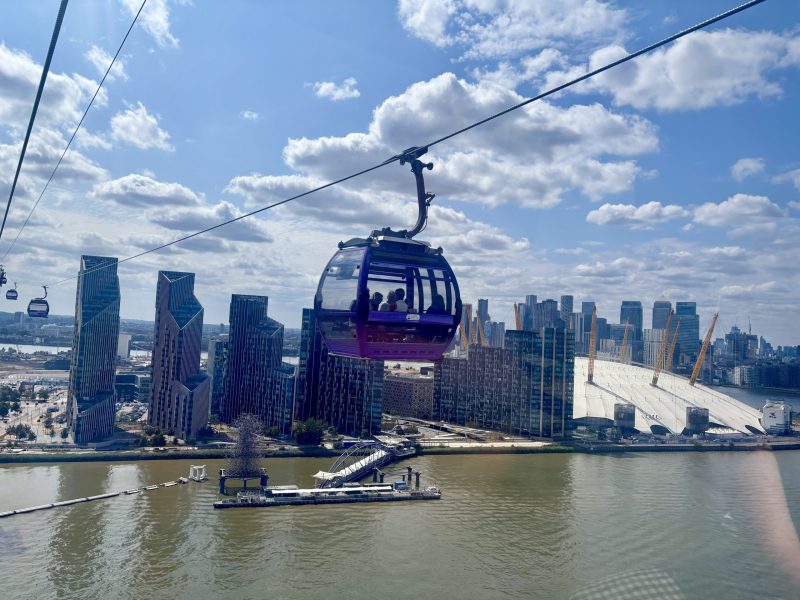 TFL London Cable Car over the River Thames.