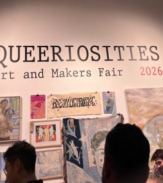 A crowd gathers in front of the opening of Queeriosities Art and Makers Fair 2026