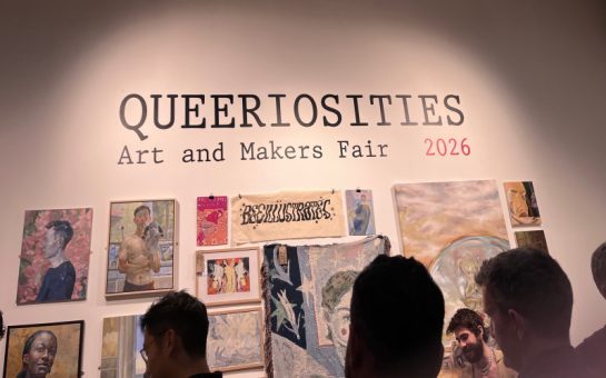 A crowd gathers in front of the opening of Queeriosities Art and Makers Fair 2026